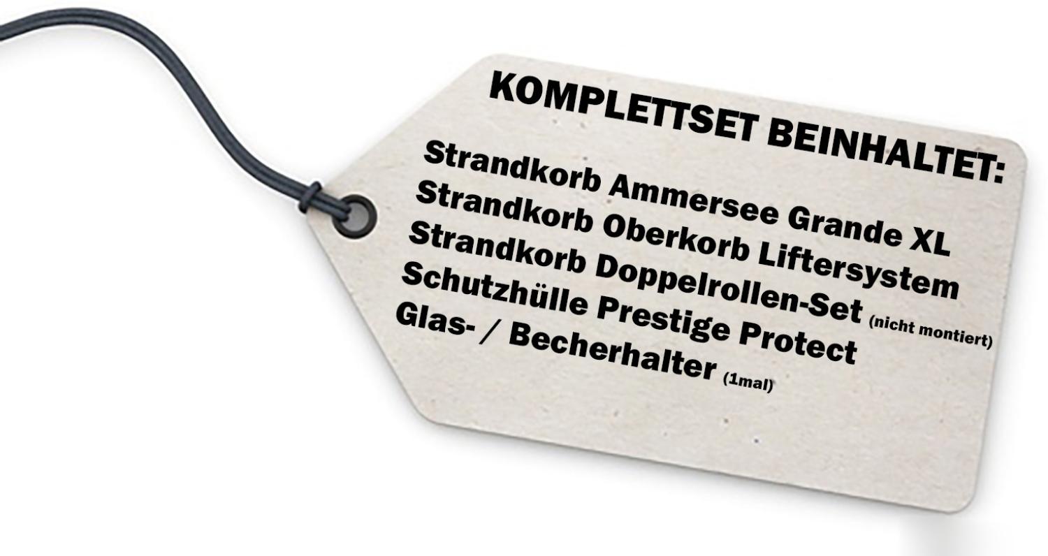 Strandkorb Komplettset - bene living - Ammersee Grande XL Teak - PE grau - Modell 513 - inkl. Liftersystem Bild 1