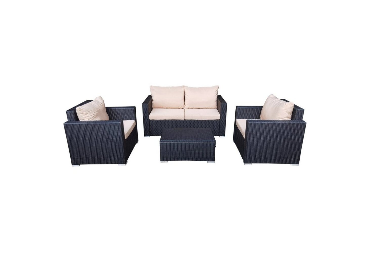 HTI-Living Gartenlounge-Set Terrassenmöbel Caletta, (Set, 4-tlg, 1 Zweisitzer, 2 Sessel, 1 Tisch 73 x 32 cm), Loungemöbel Polyrattan Bild 1
