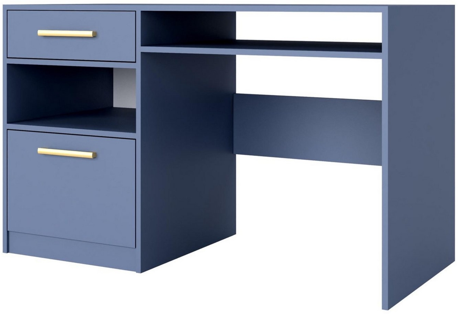 Compleo Schreibtisch mit Schublade und Tür, goldene Elemente, ALEX II, glamour design Bild 1