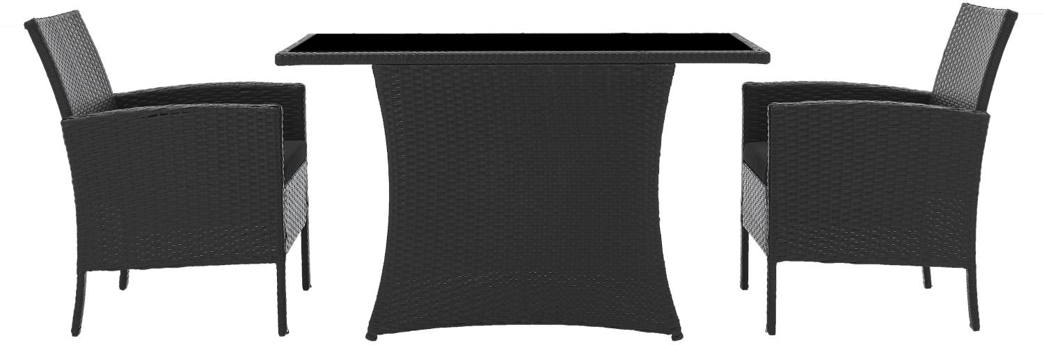 Garten Sitzgruppe Polyrattan Gartentisch Sessel Stuhl Tisch Lounge schwarz Bild 1