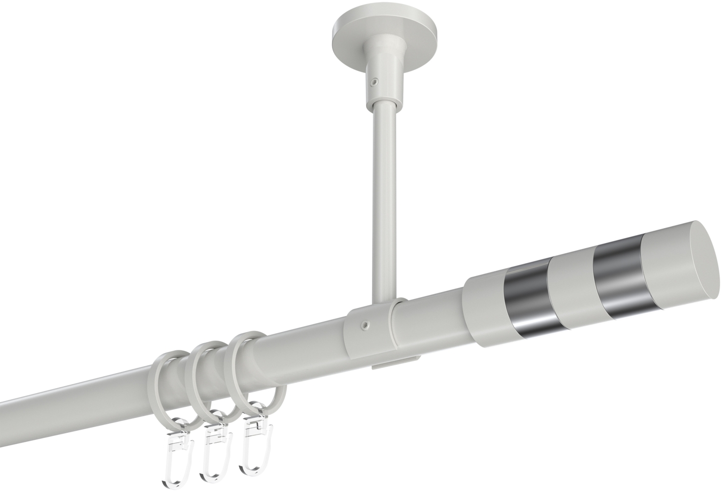 Gardinenstangen-Set Sonette Mavell 520 cm (geteilt in 4 x 130 cm), 1-läufig, 20 mm Ø Weiß Bild 1