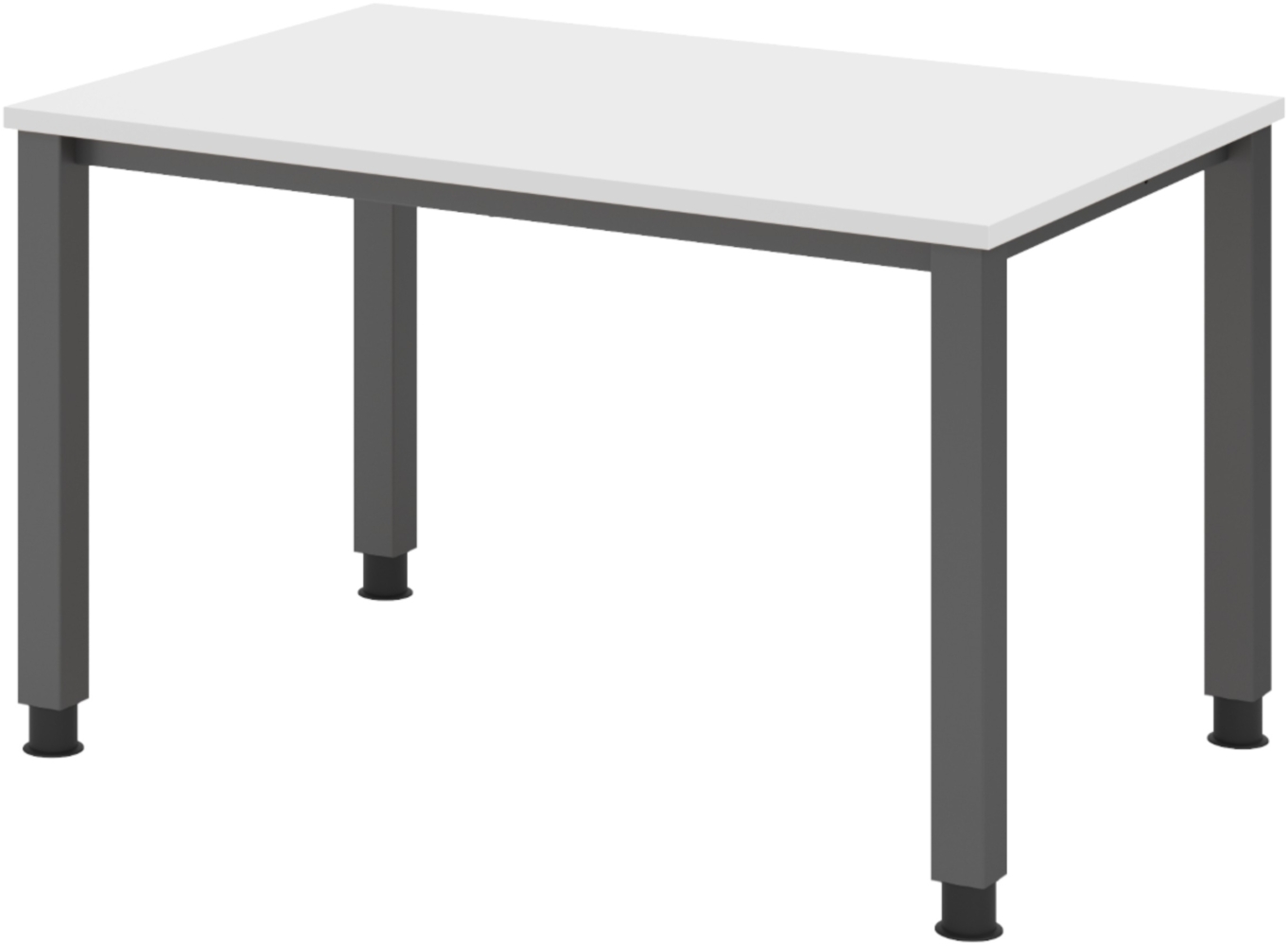 bümö manuell höhenverstellbarer Schreibtisch 120x80 cm in weiß, Metall-Gestell: Graphit - PC Tisch höhenverstellbar & belastbar bis 140 kg, Büro- und Computertisch klein, QS-12-W-G Bild 1