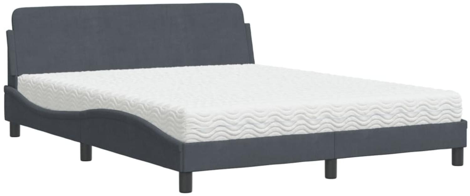vidaXL Bett mit Matratze "Dover" Dunkelgrau 160x200 cm Samt 3208432 Bild 1