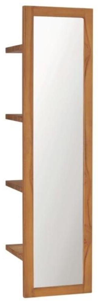 Wandspiegel mit Regalen, Teak Massivholz, 30 × 30 × 120 cm Bild 1