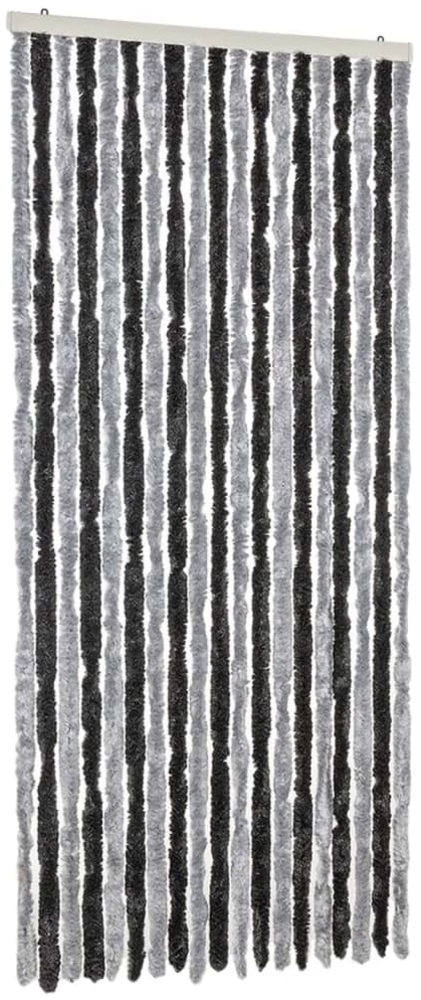 vidaXL Fliegenvorhang Grau und Schwarz 56x185 cm Chenille 377325 Bild 1