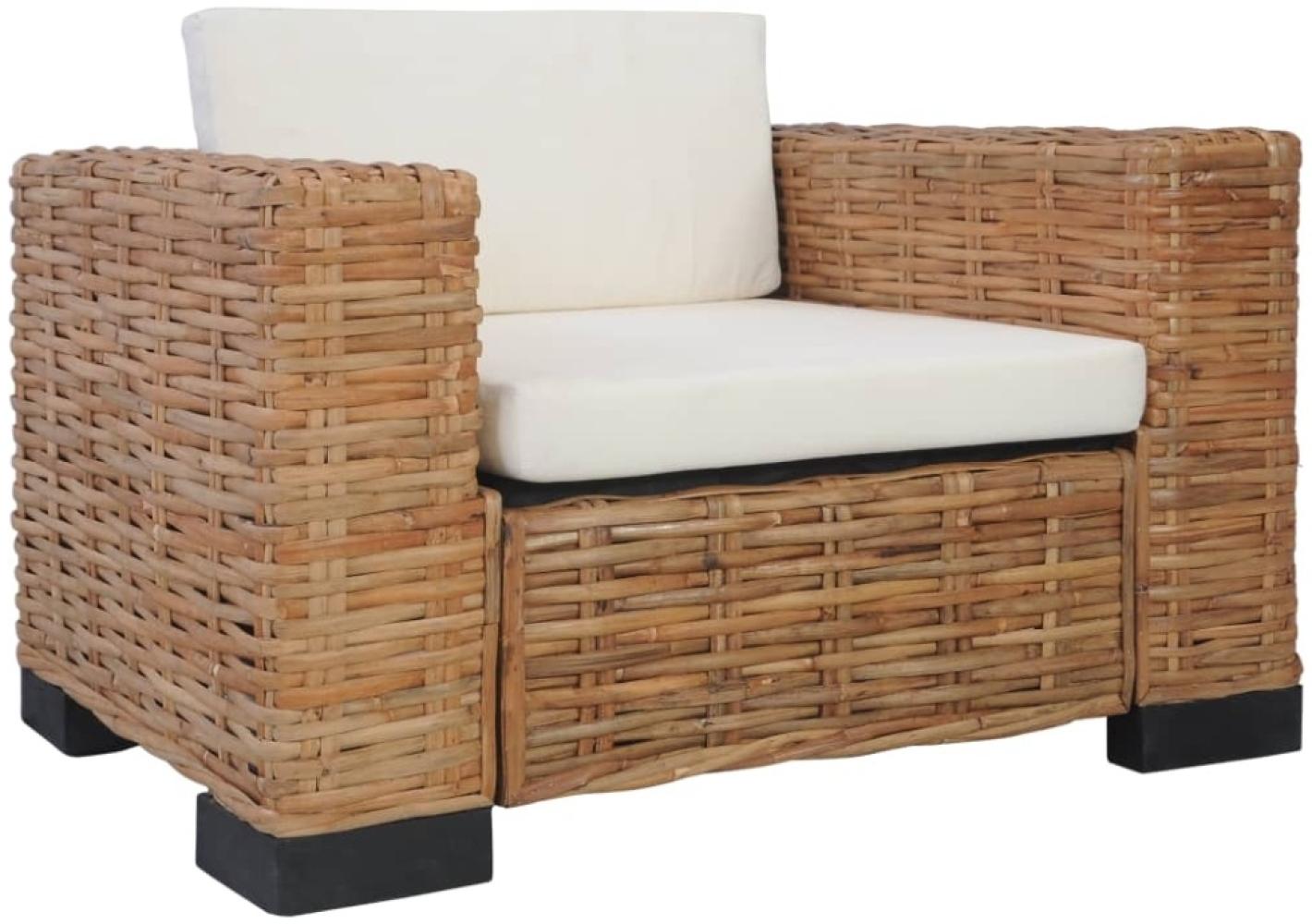 vidaXL Sessel mit Auflagen Natur Rattan [283081] Bild 1