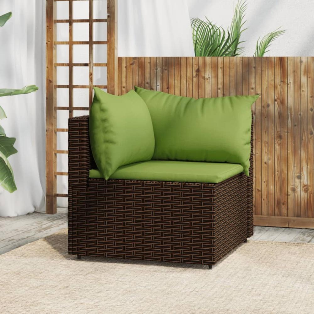 vidaXL Garten-Ecksofa mit Kissen Braun Poly Rattan 319825 Bild 1