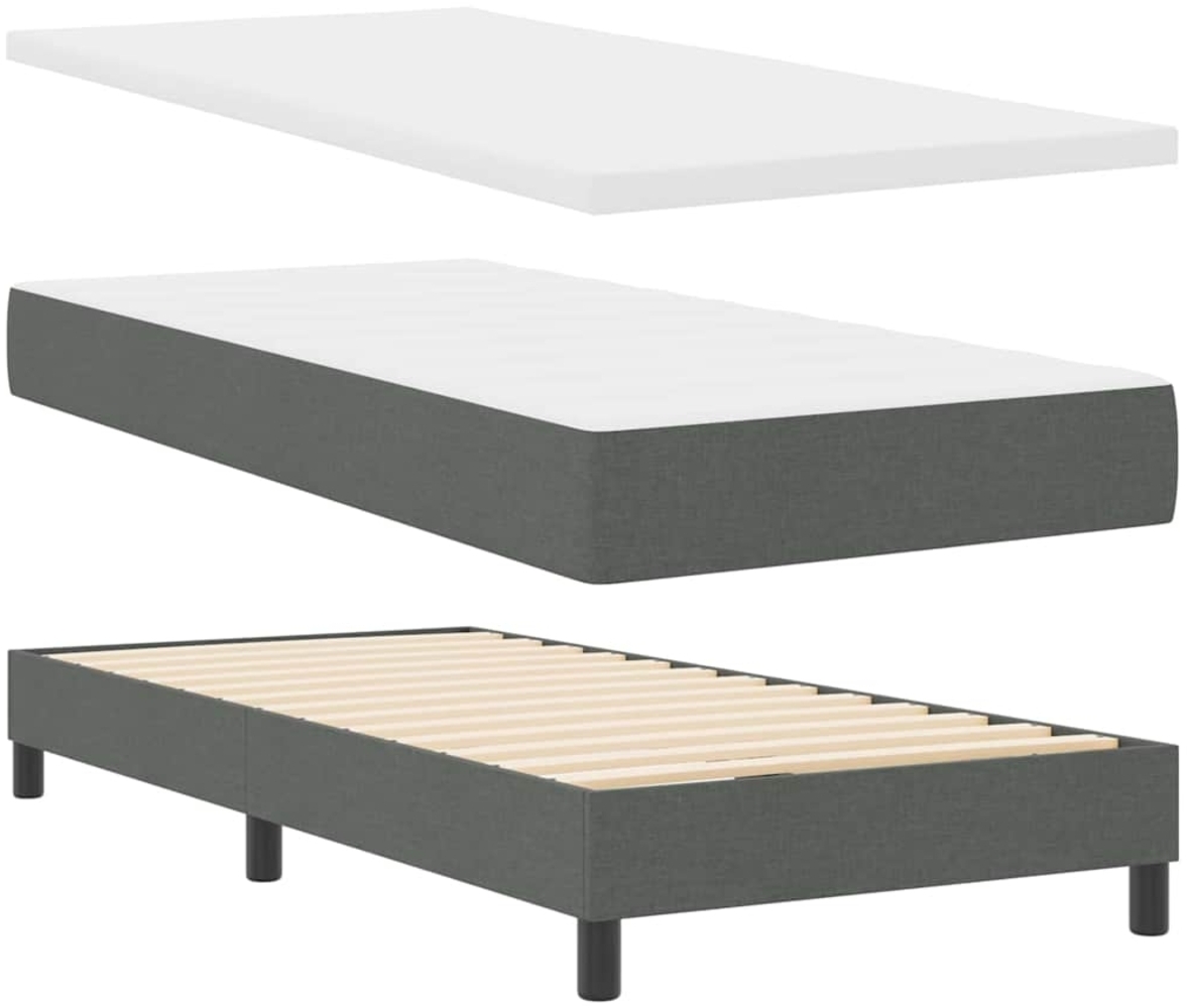 vidaXL Boxspringbett mit Matratze Dunkelgrau 100 x 200 cm Stoff 3340011 Bild 1