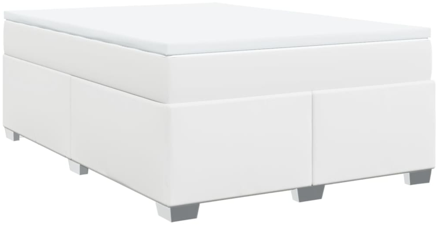 vidaXL Boxspringbett mit Matratze Weiß 140x200 cm Kunstleder 3285214 Bild 1