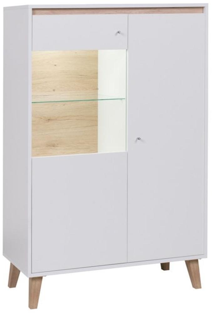 Highboard Schrank KALMAR in Weiss matt inkl. LED Beleuchtung Bild 1