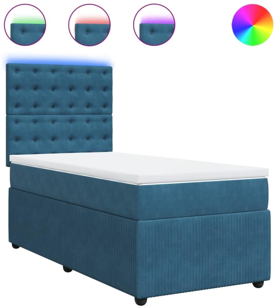 vidaXL Boxspringbett mit Matratze Blau 90x190 cm Samt 3294530 Bild 1