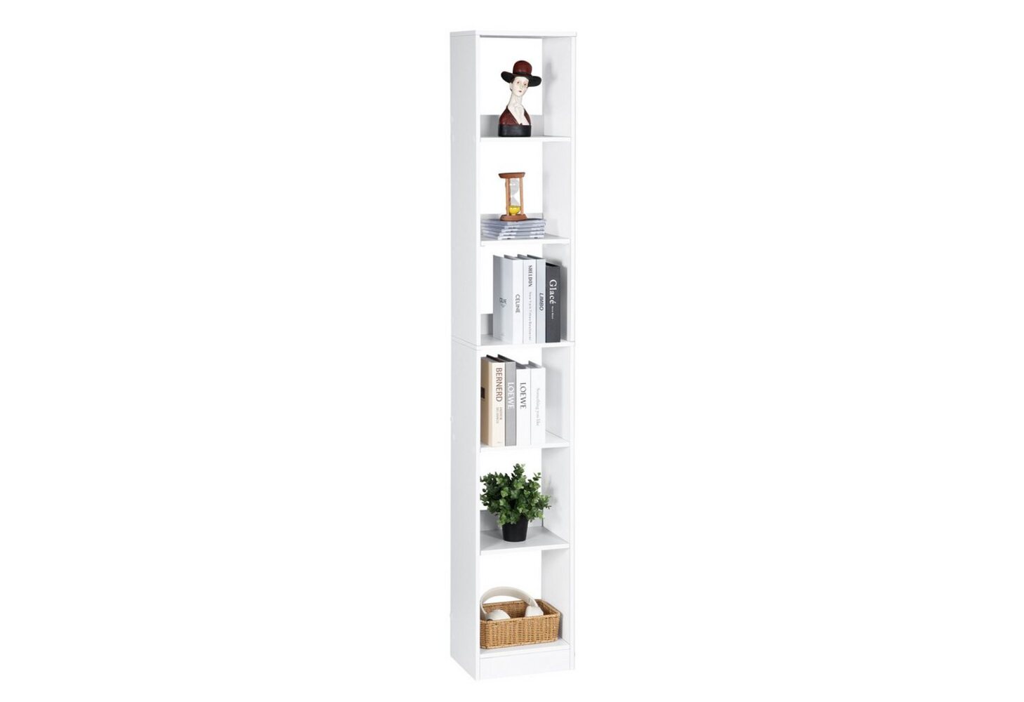 HZUANERI Bücherregal Modernes offenes Holzregal 6 Stufen, Präsentationsregal, 1-tlg, Kippschutz/Rückwandtafeln/Loch-Aufkleber, 30*24*183 cm Bild 1