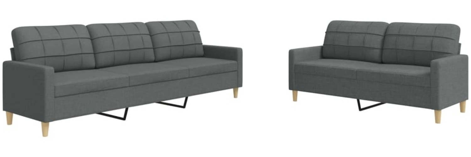 vidaXL 2-tlg. Sofagarnitur Dunkelgrau Stoff 3278320 Bild 1