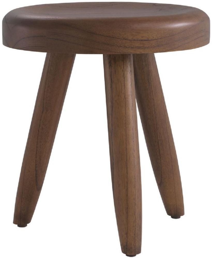 Casa Padrino Luxus Sitzhocker Braun Ø 31 x H. 34 cm - Massivholz Hocker - Runder Mindi Holz Sitzhocker - Luxus Möbel Bild 1