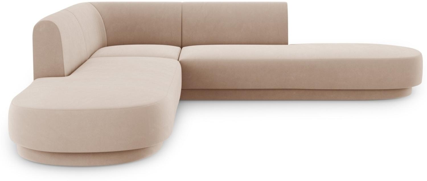 Micadoni 5-Sitzer Samtstoff Symmetrisches Ecksofa Miley | Bezug Cappuccino | Beinfarbe Black Plastic Bild 1