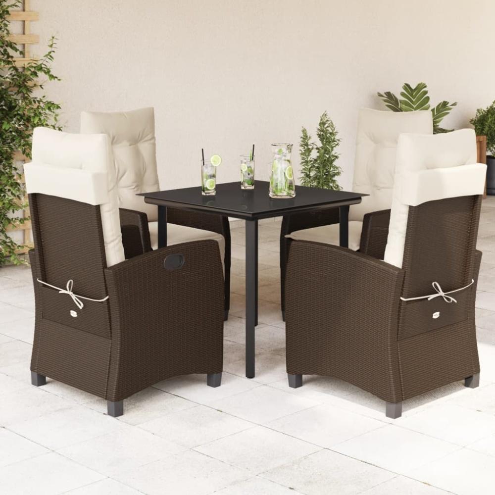 vidaXL 5-tlg. Garten-Essgruppe mit Kissen Braun Poly Rattan 3212774 Bild 1