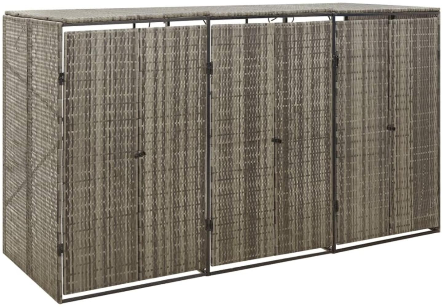 vidaXL Mülltonnenbox für 3 Tonnen Grau 207x80x117 cm Poly Rattan 319866 Bild 1