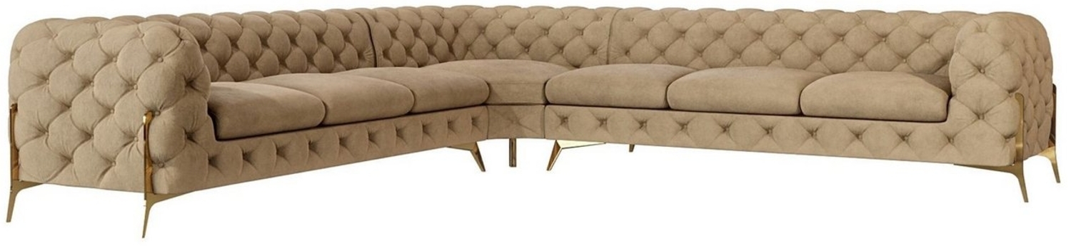 S-Style Möbel Ecksofa Chesterfield Ashley mit Goldene Metall Füßen, mit Wellenfederung Bild 1