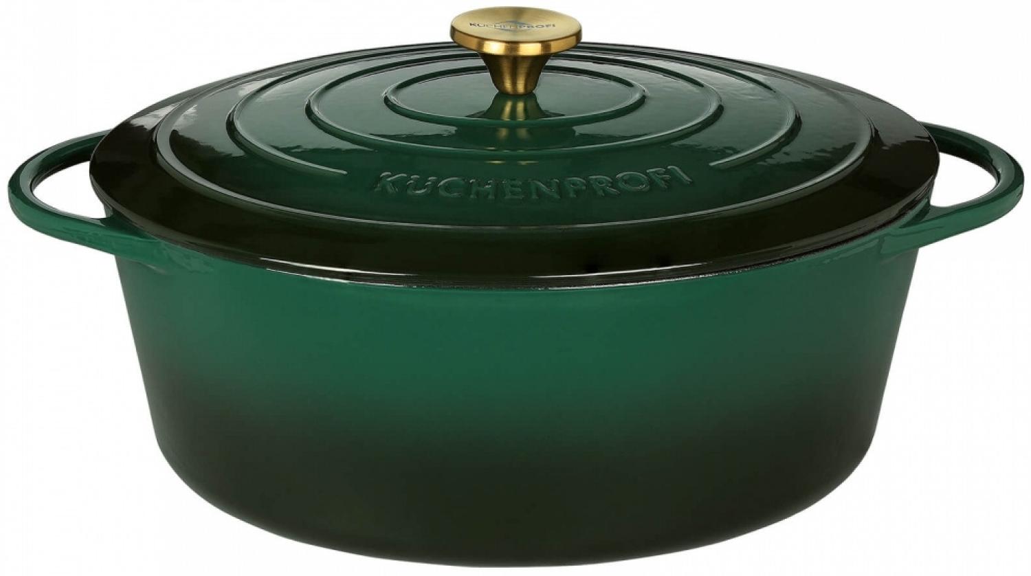 Küchenprofi Bratentopf oval Provence Gusseisen Emaille | 35cm Racing Green Bild 1