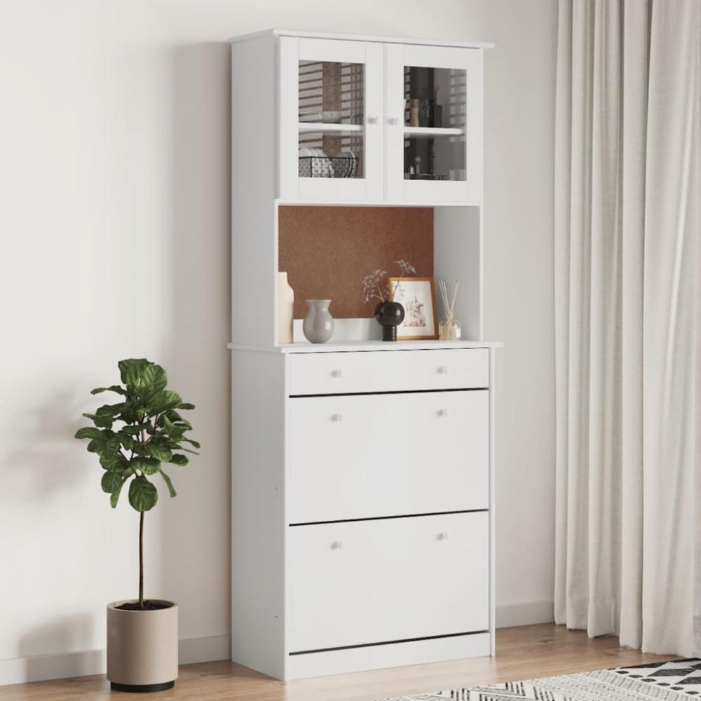 vidaXL Highboard ALTA Weiß 77x35x188 cm Massivholz Kiefer Bild 1