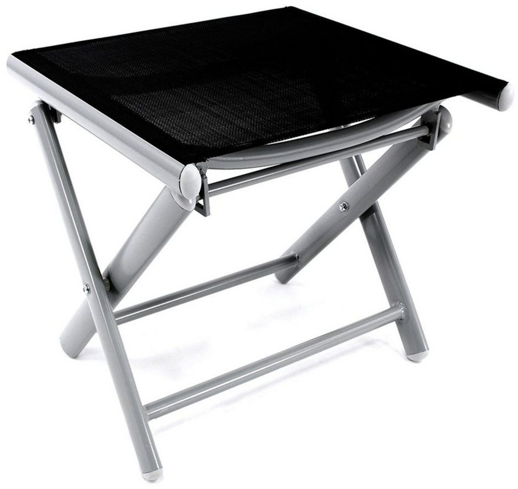 Mojawo Garten Klapphocker / Fußhocker, Metall silbergrau / Textilen schwarz, 48 x 43 x 40 cm Bild 1