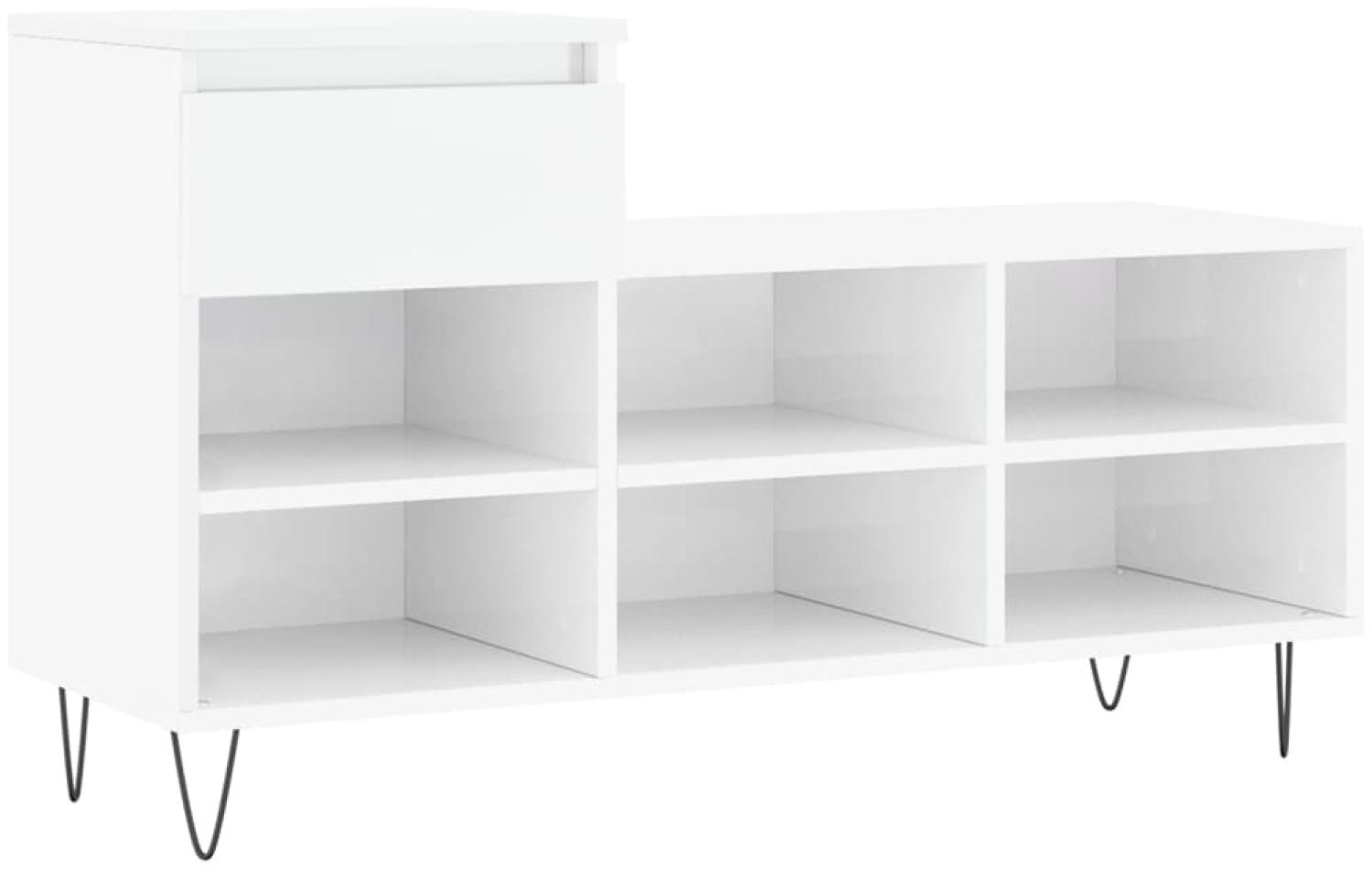 vidaXL Schuhregal Hochglanz-Weiß 102x36x60 cm Holzwerkstoff 831366 Bild 1