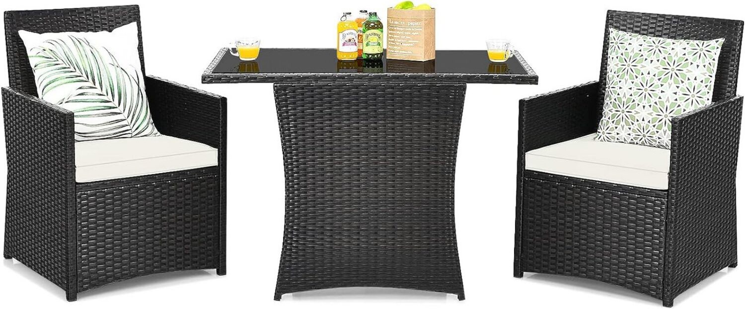 KOMFOTTEU Balkonset Gartenmöbel-Set, Rattan Sitzgruppe inkl. Kissen Bild 1