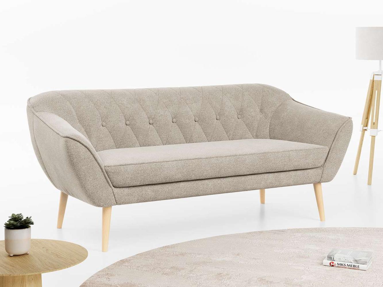 Sofa, Skandinavischer Stil, Holzbeine - PIRS - 3 Sitzer - Beige - Struktur Bild 1