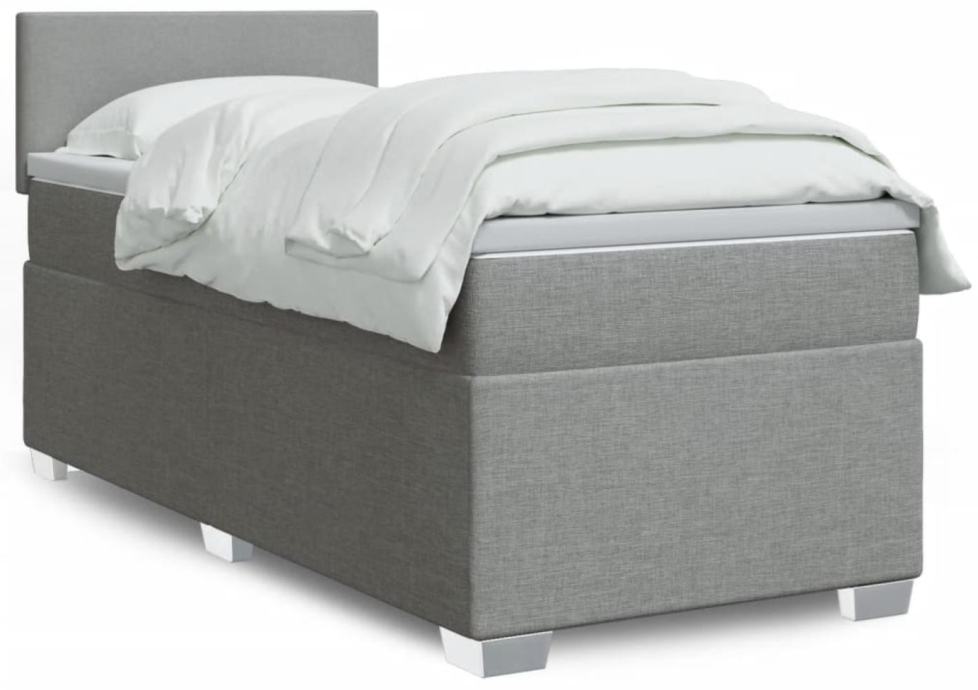 vidaXL Boxspringbett mit Matratze Hellgrau 90x200 cm Stoff 3288064 Bild 1