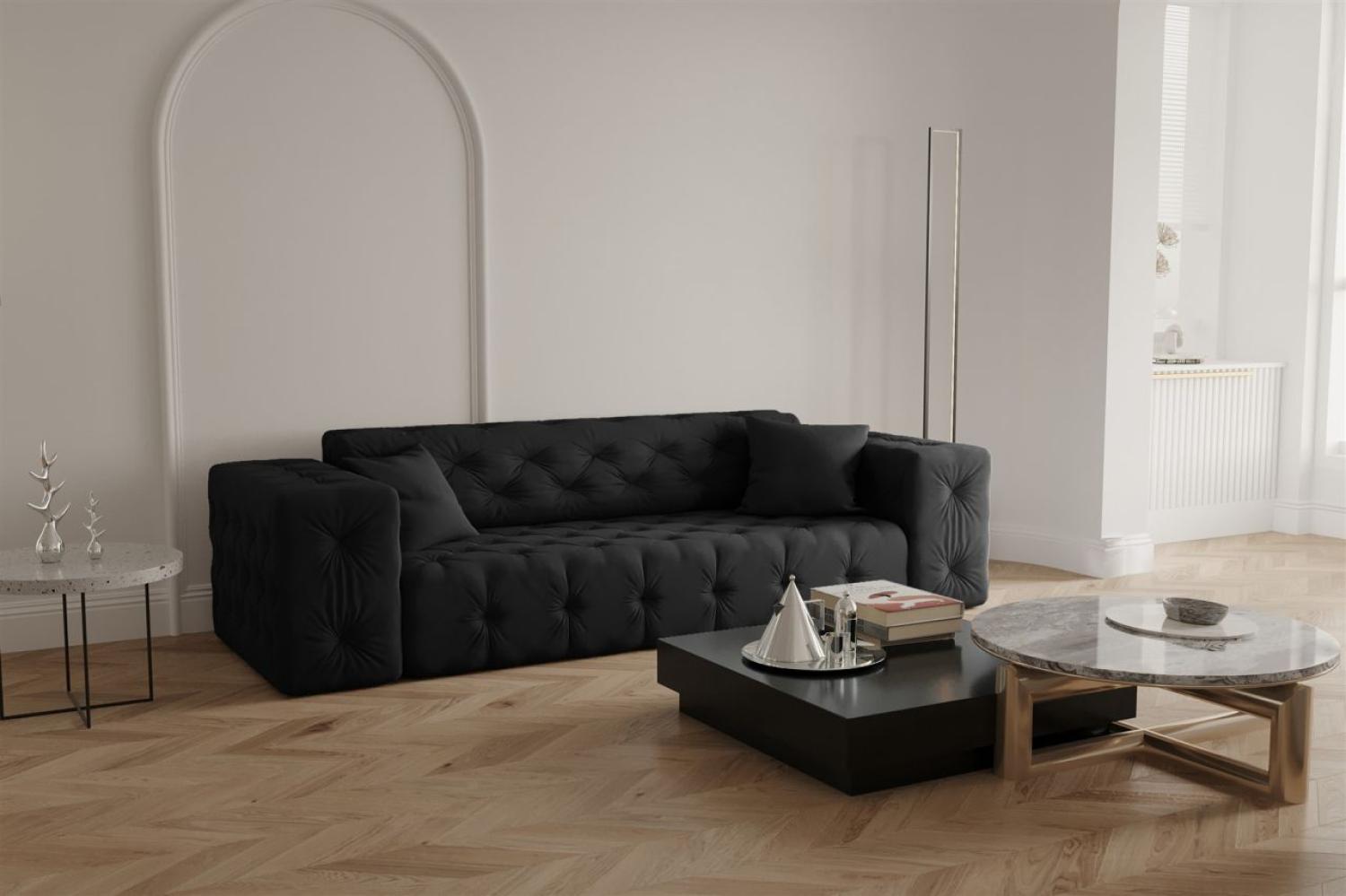 Sofa Designersofa CHANTAL 3-Sitzer in Stoff Opera Velvet Schwarz Bild 1