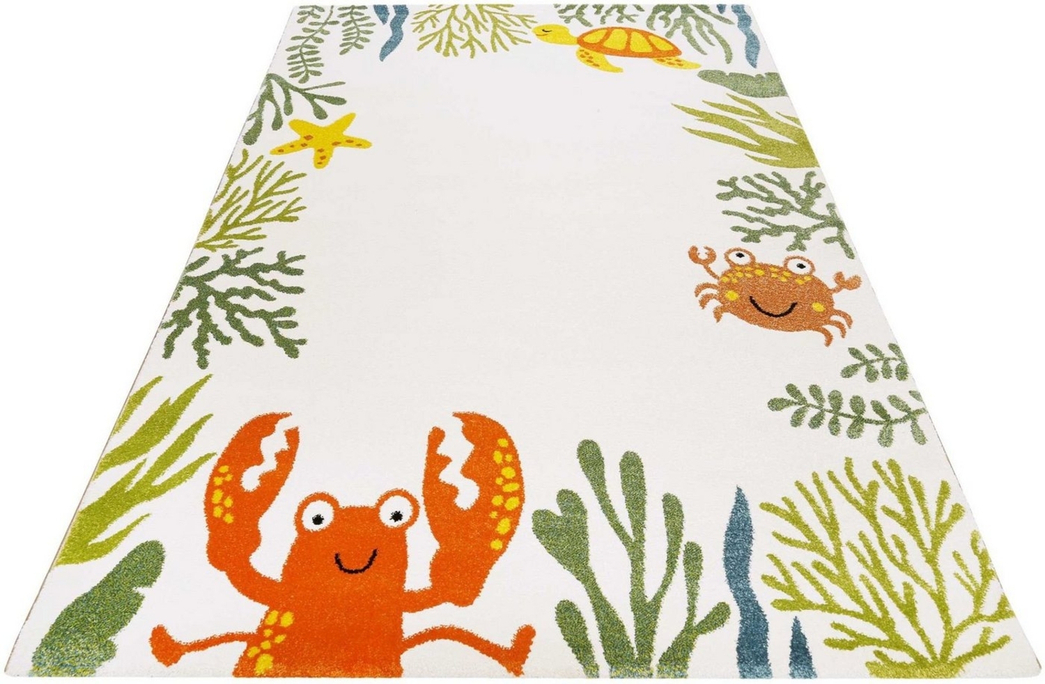 Esprit Kinderteppich Waterworld ESP-21073, rechteckig, Höhe: 13 mm, buntes Strandmotiv, Kurzflor, Krabbe & co. Bild 1