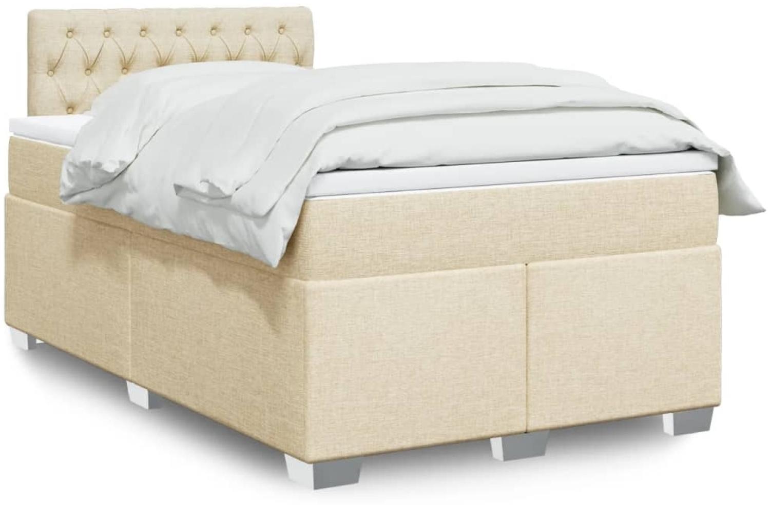 vidaXL Boxspringbett mit Matratze Creme 120x200 cm Stoff 3288167 Bild 1