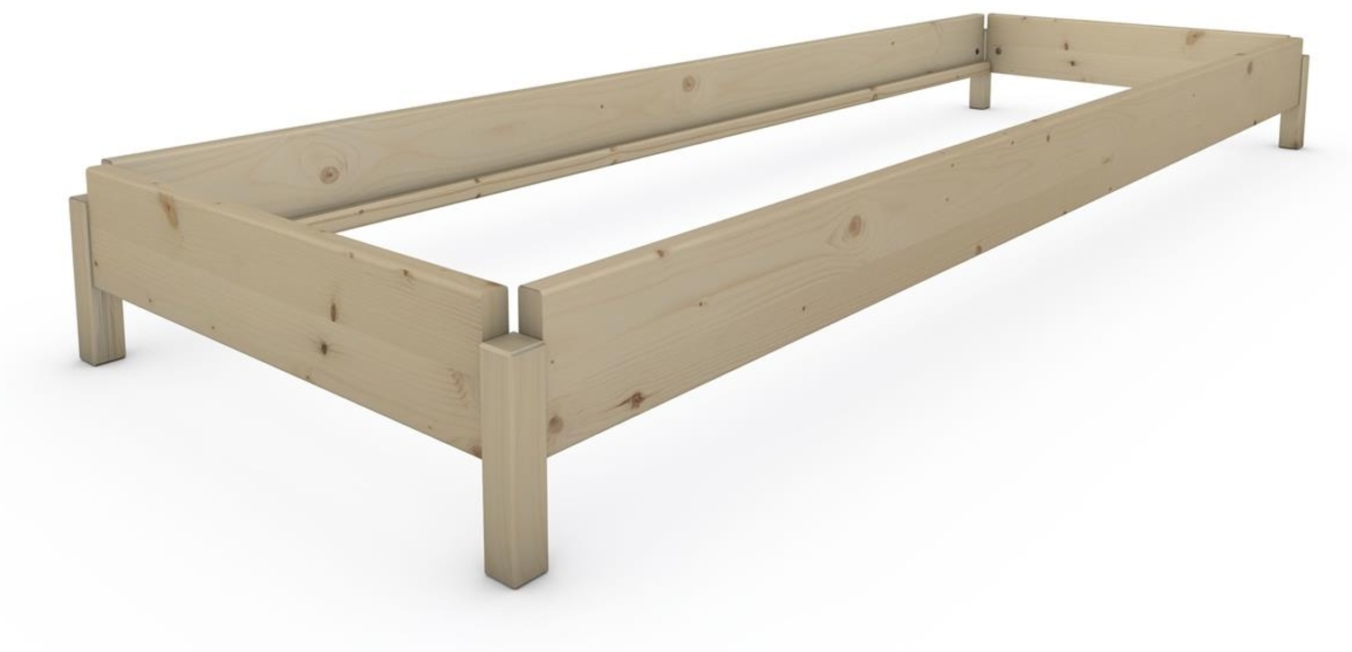 Stapelbett "Horst" 70 x 210 cm 24 cm Fichte Holzbett Gästebett Massivholzbett Bild 1