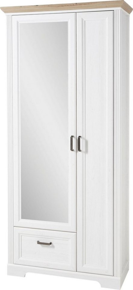 Dielenschrank JASMIN 2-türig mit Spiegel Pinie weiß Nachbildung Bild 1