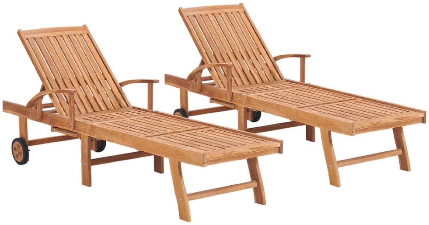 vidaXL Sonnenliegen 2 Stk. Massivholz Teak 3073169 Bild 1