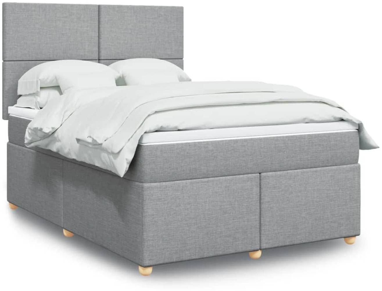 vidaXL Boxspringbett mit Matratze Hellgrau 140x190 cm Stoff 3293568 Bild 1