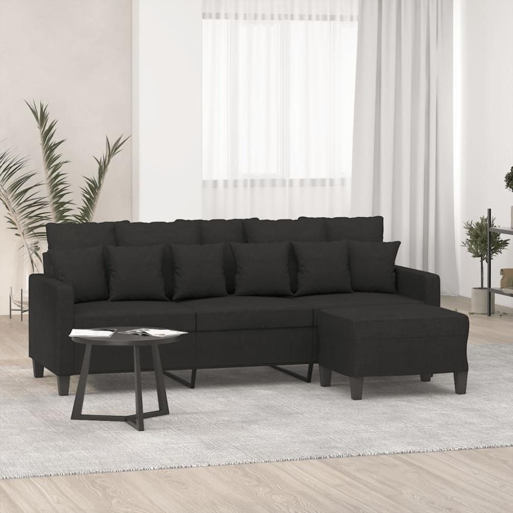 vidaXL 3-Sitzer-Sofa mit Hocker Schwarz 180 cm Stoff 3201093 Bild 1