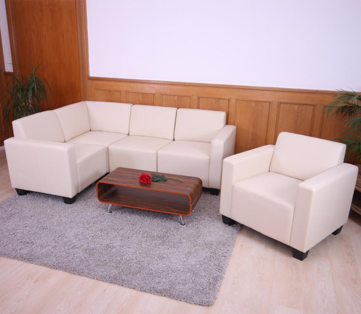 Modular Sofa-System Couch-Garnitur Lyon 4-1, Kunstleder ~ creme Bild 1