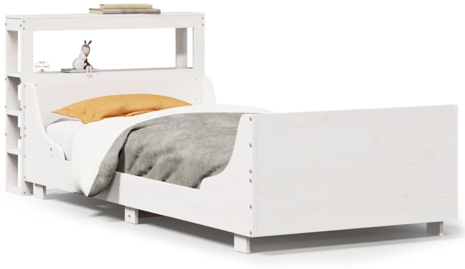 vidaXL Massivholzbett ohne Matratze Weiß 90x200 cm Kiefernholz 3306469 Bild 1