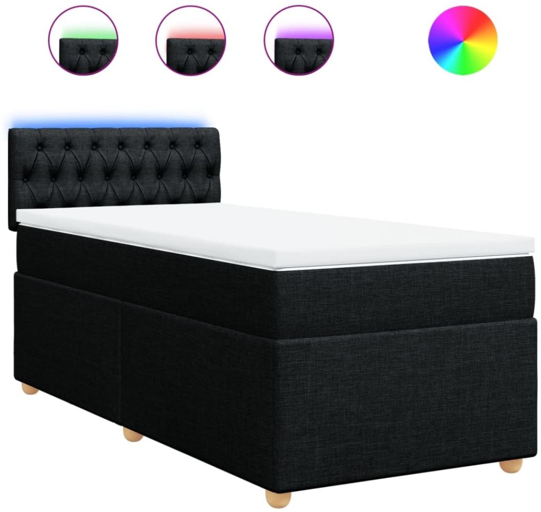 vidaXL Boxspringbett mit Matratze Schwarz 90x200 cm Stoff 3288872 Bild 1
