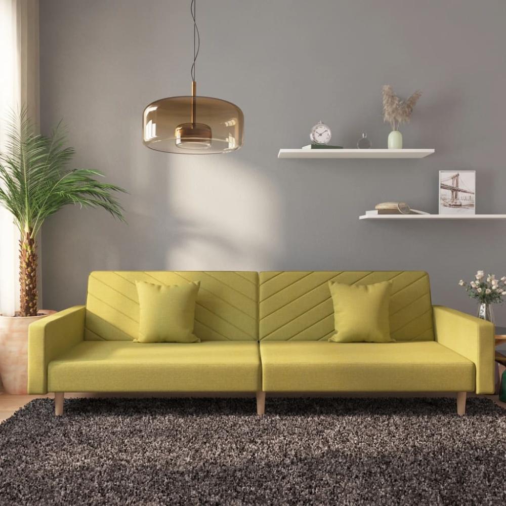 vidaXL Schlafsofa 2-Sitzer mit 2 Kissen Grün Stoff 375905 Bild 1