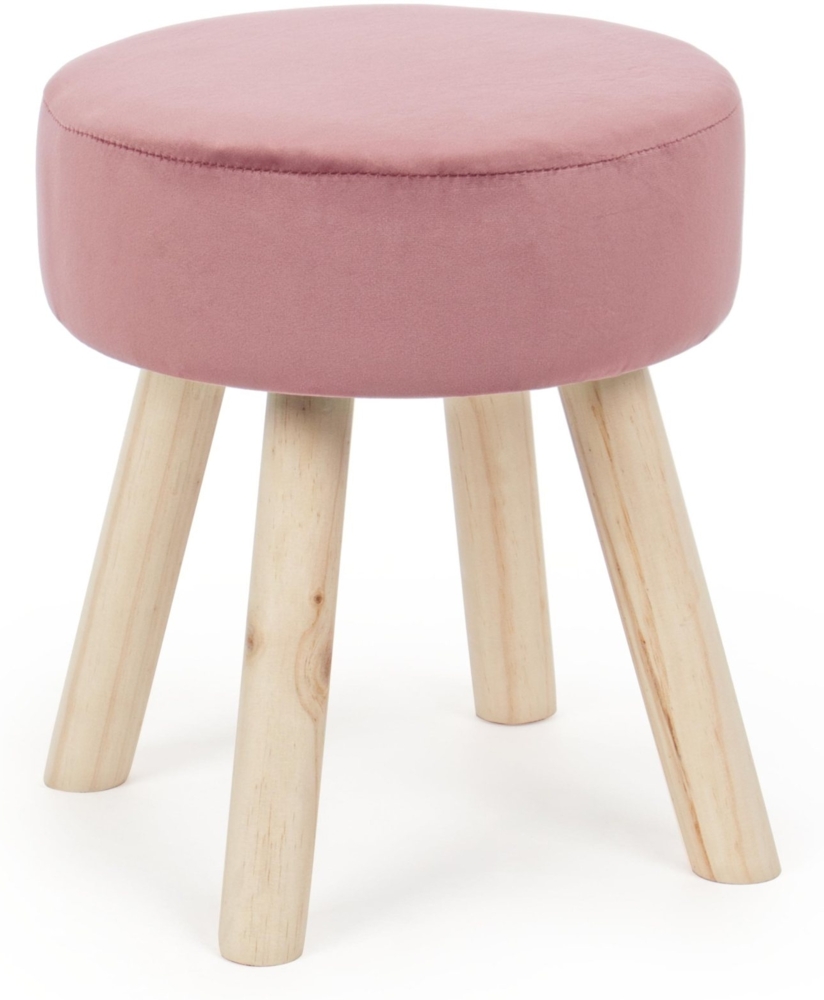 Hocker Adeline in Samt-Optik, Rosa, 34x34x38 cm Bild 1