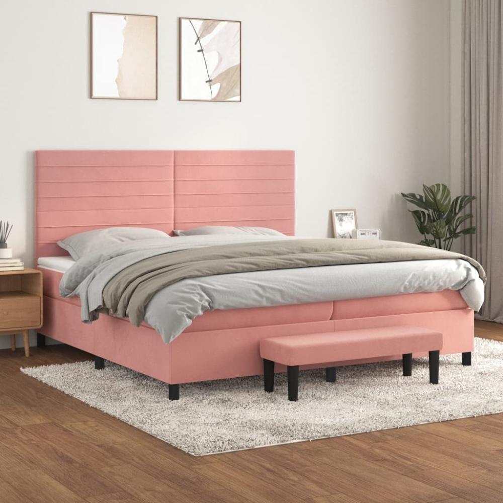 vidaXL Boxspringbett mit Matratze Rosa 200x200 cm Samt 3137928 Bild 1