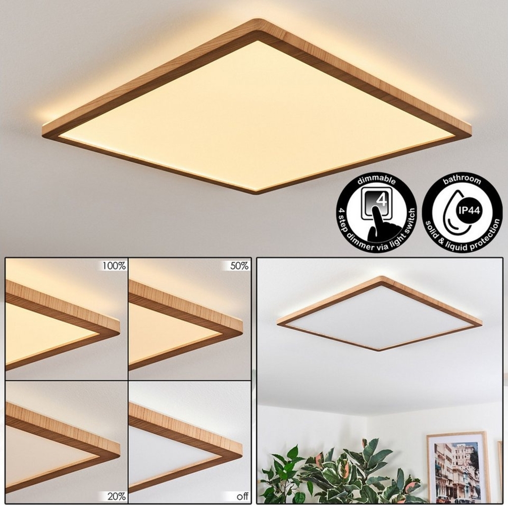 hofstein Deckenleuchte dimmbare Deckenlampe aus Metall/Kunststoff in Weiß/Holzoptik, ohne Leuchtmittel, Memory-Funktion, 18 Watt, 1440 Lumen, 4000 Kelvin, IP44, Esszimmer Bild 1