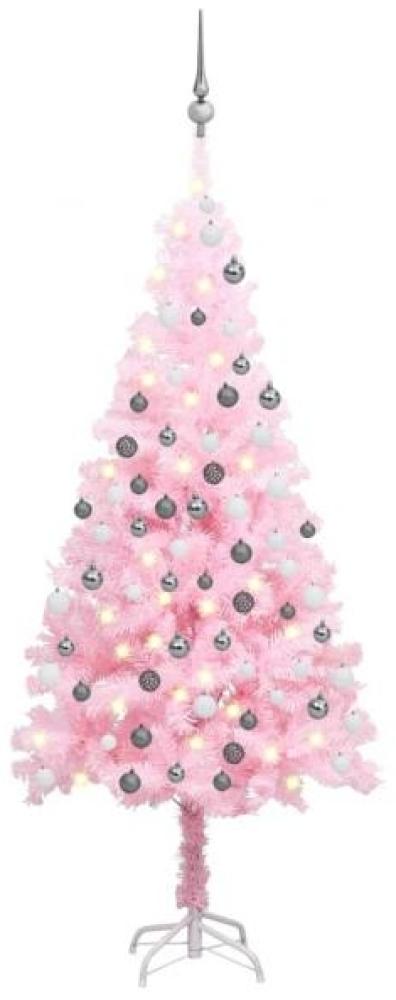 vidaXL Künstlicher Weihnachtsbaum mit Beleuchtung & Kugeln Rosa 120cm 3077669 Bild 1