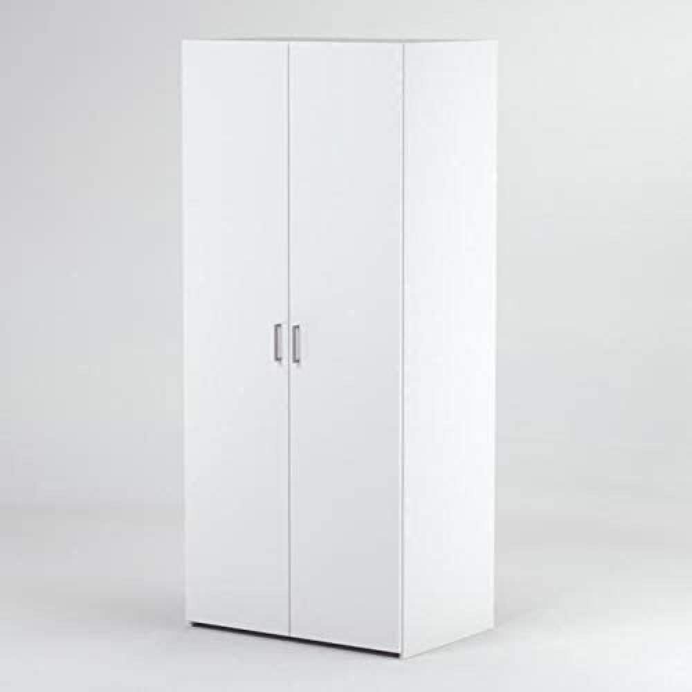 Kleiderschrank mit zwei Flügeltüren mit zwei Innenböden und Kleiderstange, Farbe weiß, Maße 77 x 175 x 49 cm Bild 1