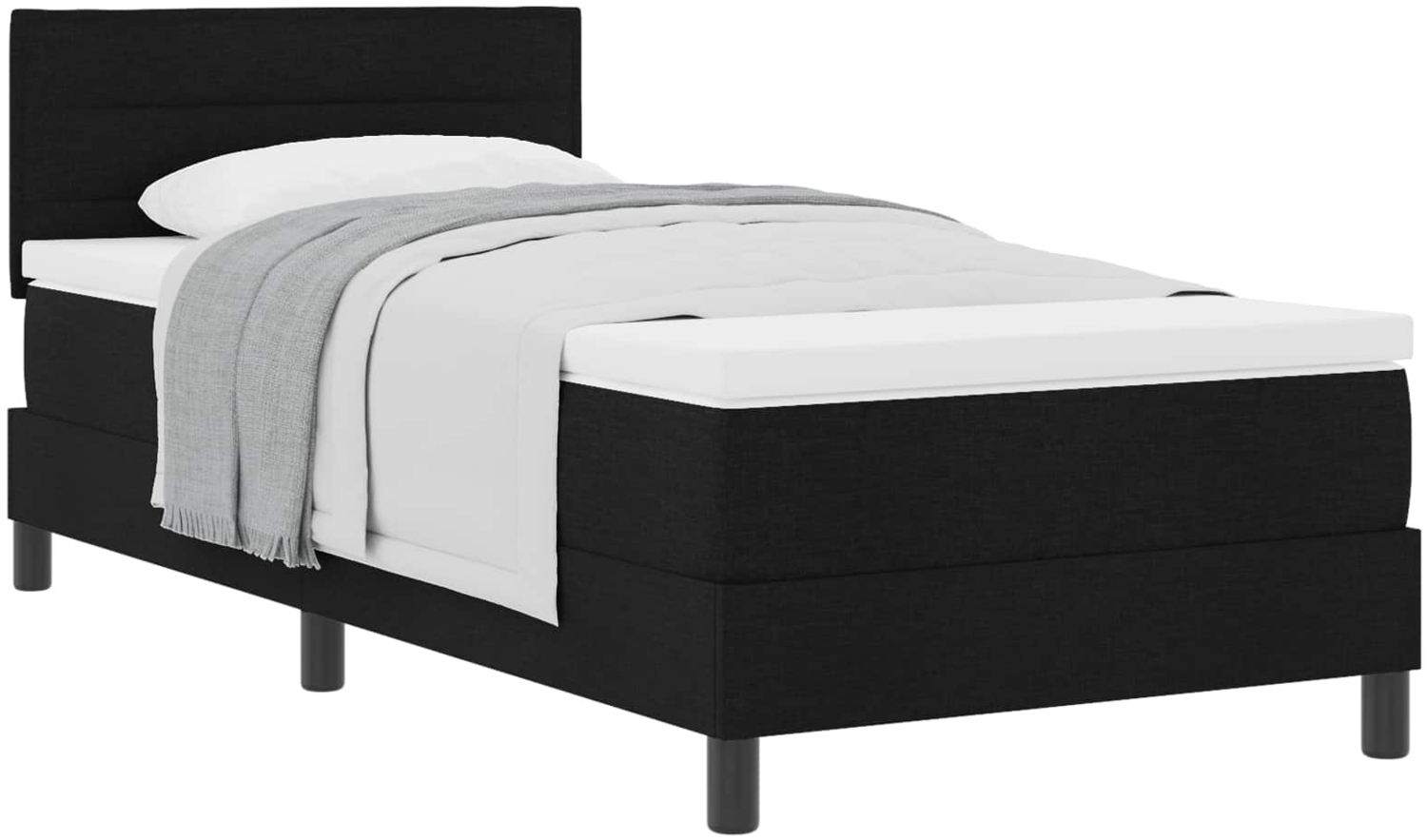 vidaXL Boxspringbett mit Matratze Schwarz 90 x 200 cm Stoff 3338582 Bild 1