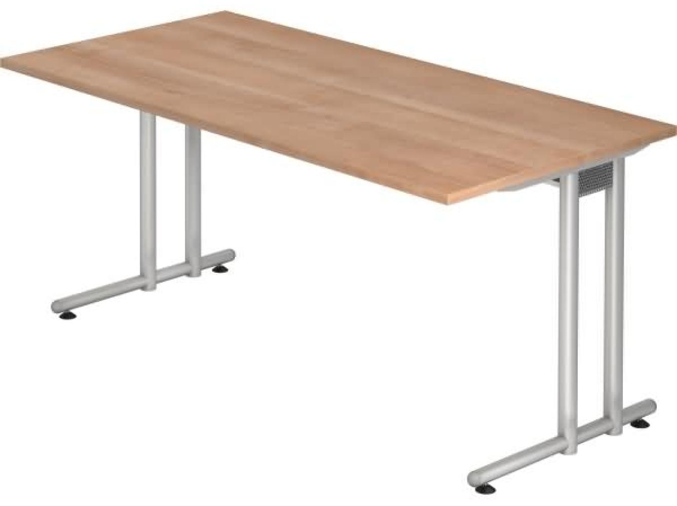 Schreibtisch NS16 C-Fuß 160x80cm Nussbaum Gestellfarbe: Silber Bild 1