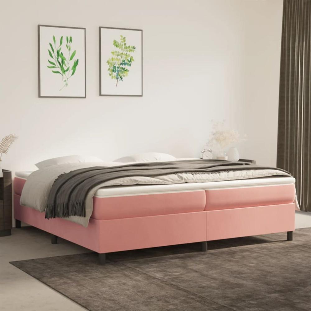 vidaXL Boxspringbett mit Matratze Rosa 200x200 cm Samt, Härtegrad: H2 [3144704] Bild 1