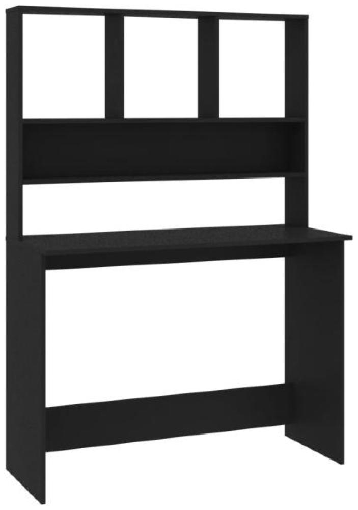 Schreibtisch mit Regalen, Spanplatte Schwarz, 110 × 45 × 157 cm Bild 1